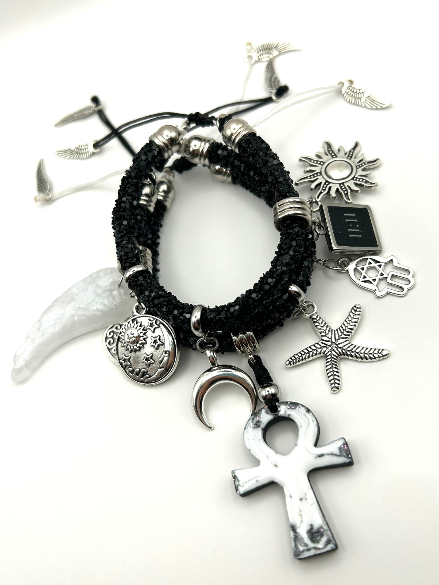 Mystic Black Charm Bracelet – Boho Spiritual Protection Jewellery