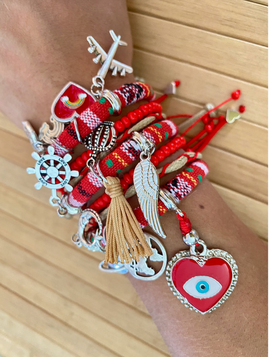 Bohemian Vibrant Red Multicharm Bracelet