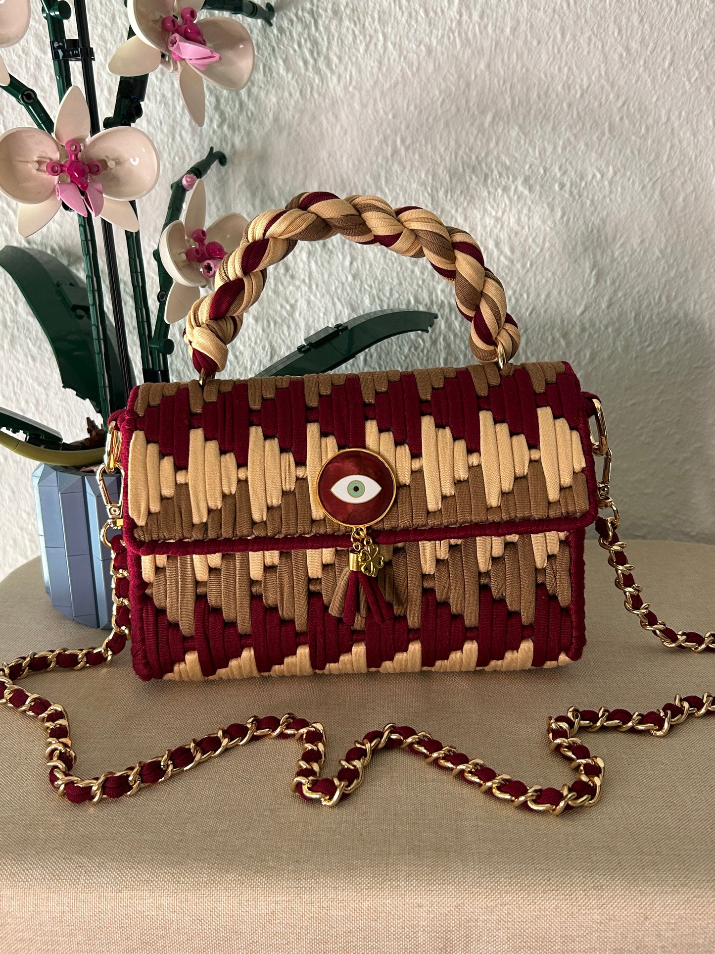 Herbstwein | Handgefertigte Boho-Handtasche
