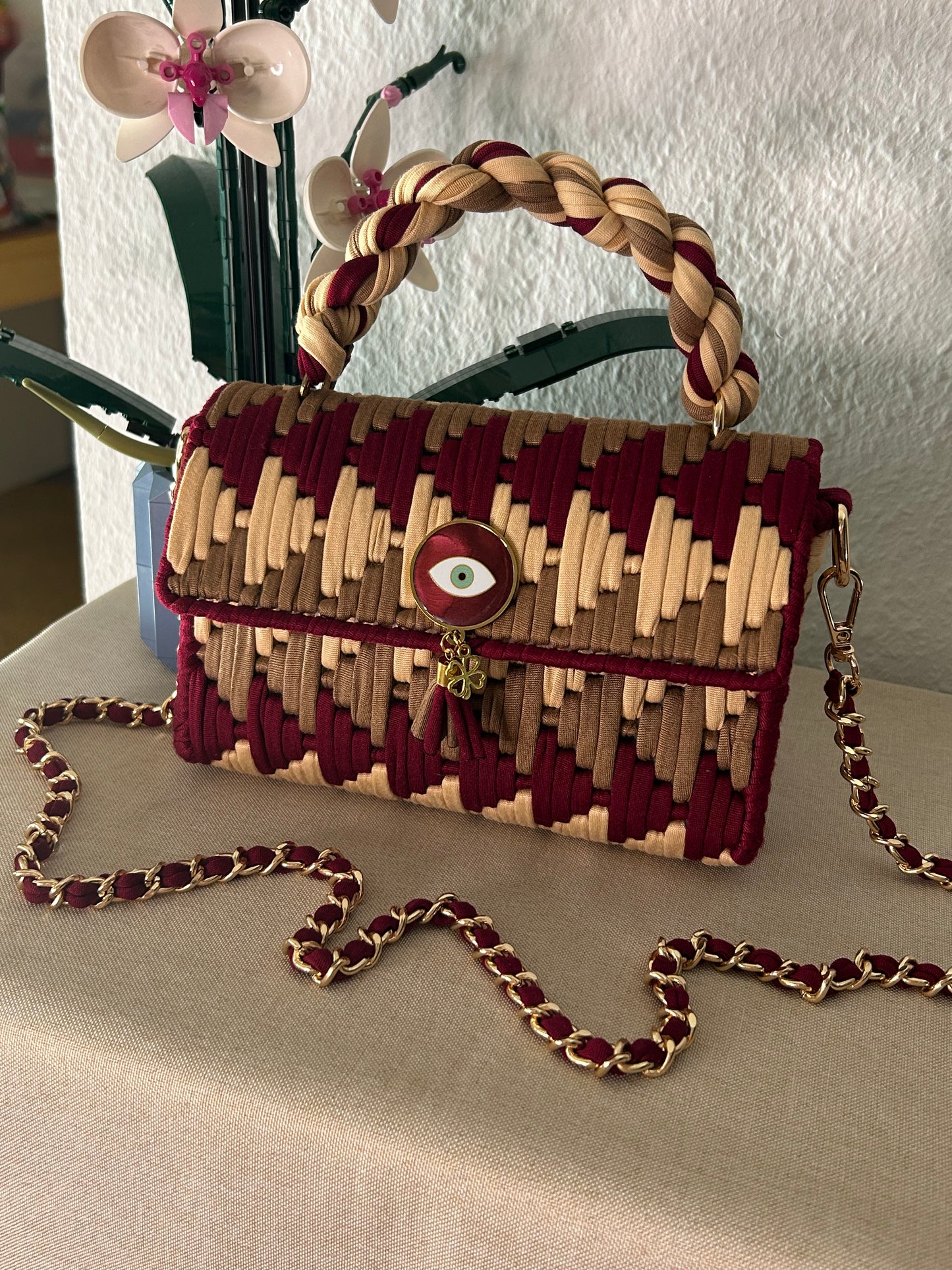 Herbstwein | Handgefertigte Boho-Handtasche