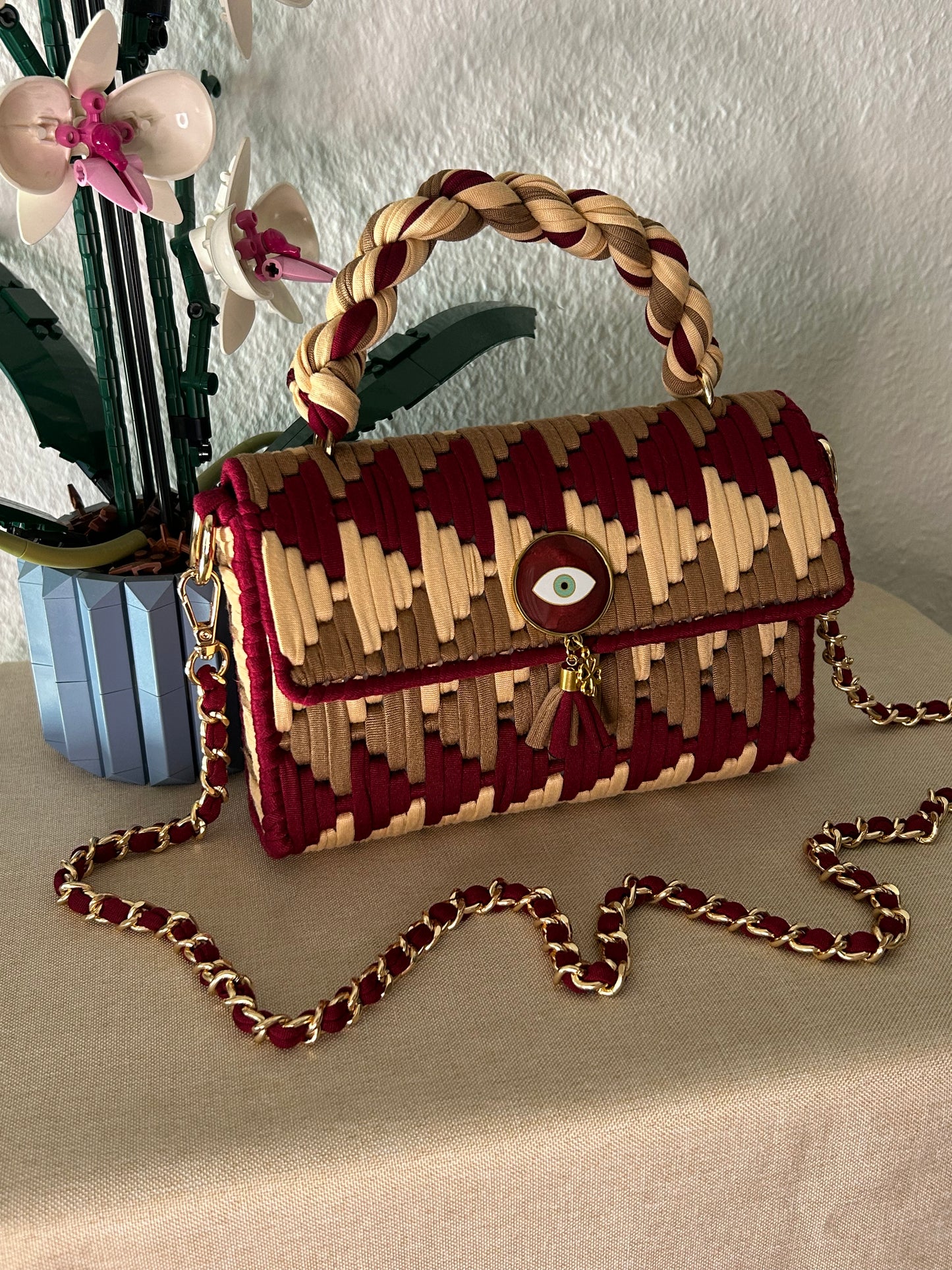 Herbstwein | Handgefertigte Boho-Handtasche