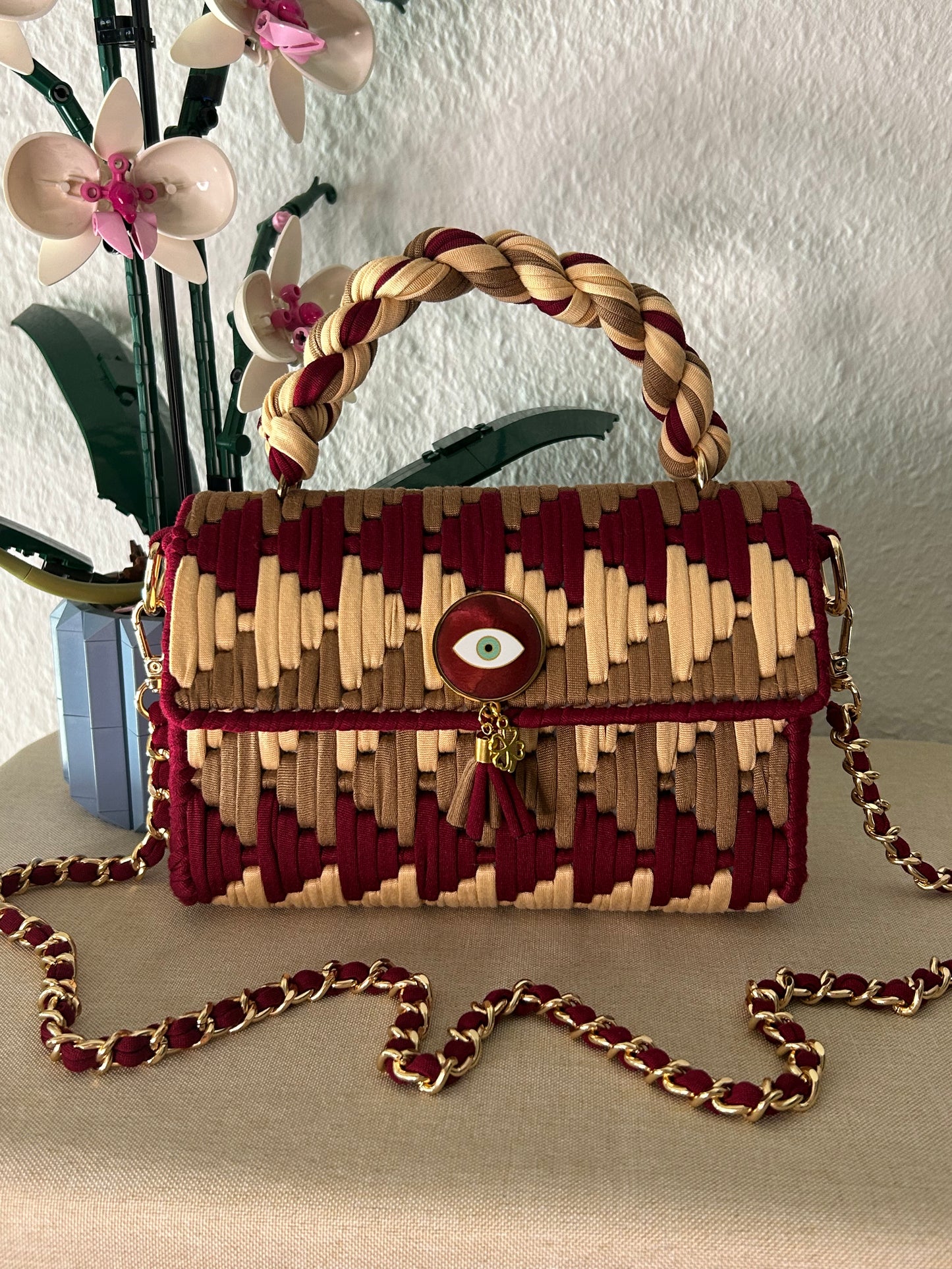 Herbstwein | Handgefertigte Boho-Handtasche