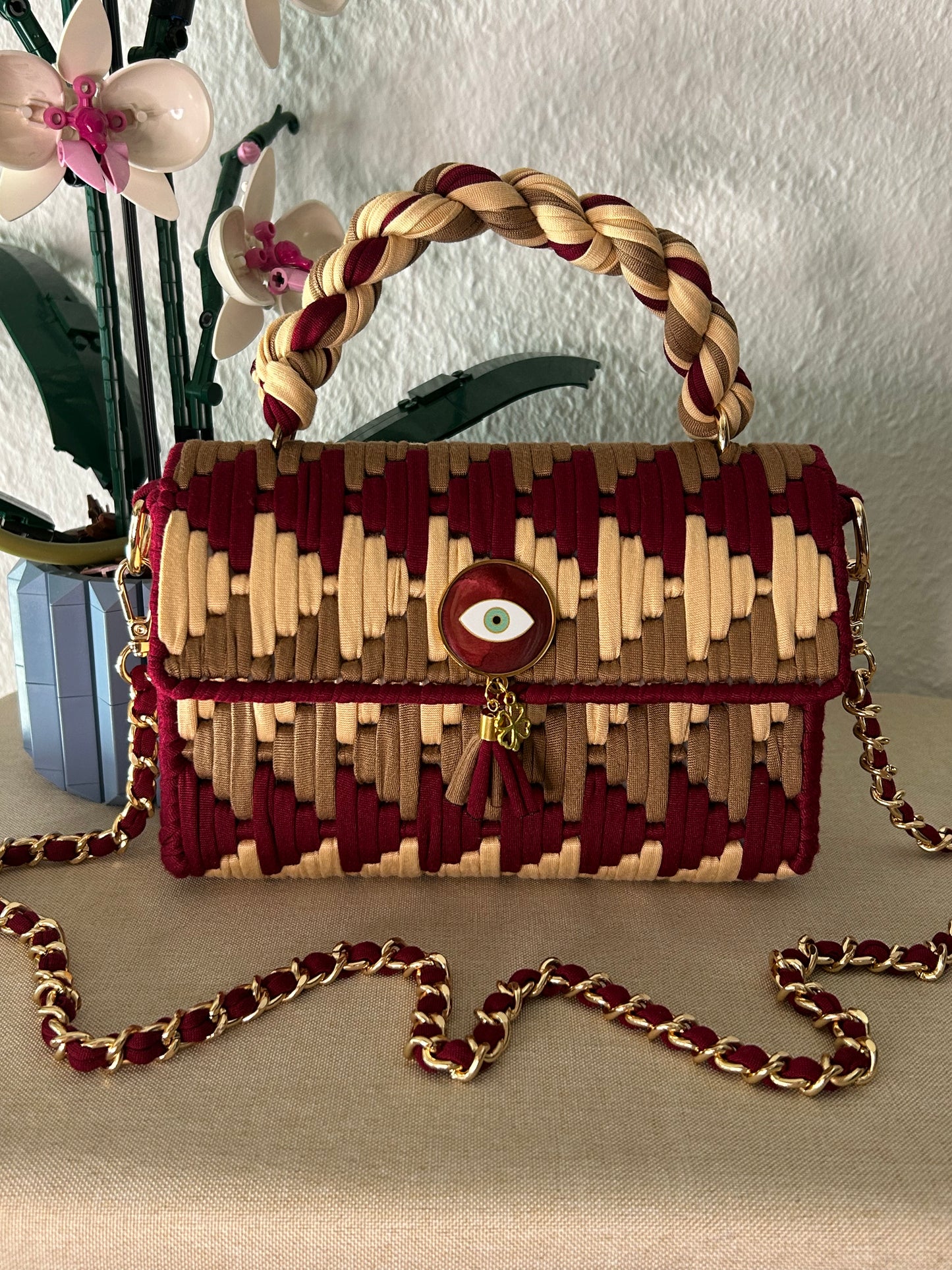 Herbstwein | Handgefertigte Boho-Handtasche