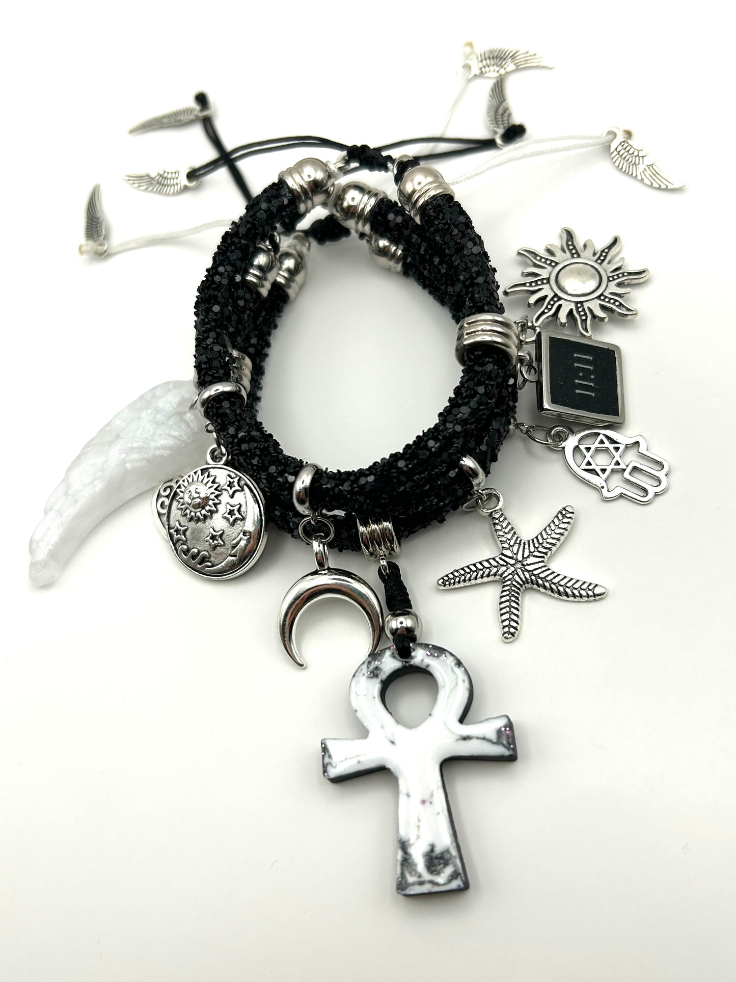 Mystic Black Charm Bracelet – Boho Spiritual Protection Jewellery