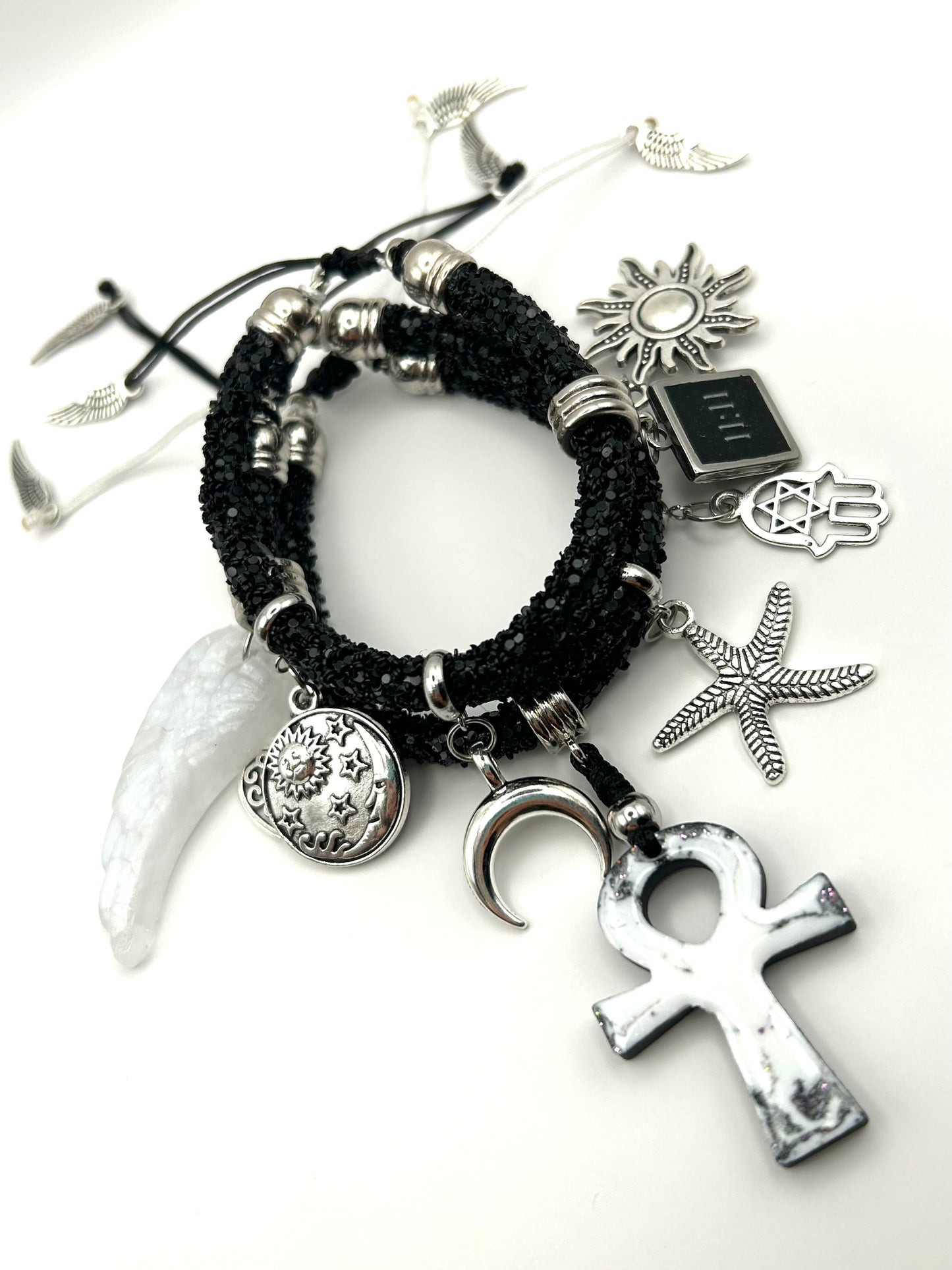 Mystic Black Charm Bracelet – Boho Spiritual Protection Jewellery