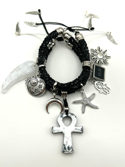 Mystic Black Charm Bracelet – Boho Spiritual Protection Jewellery